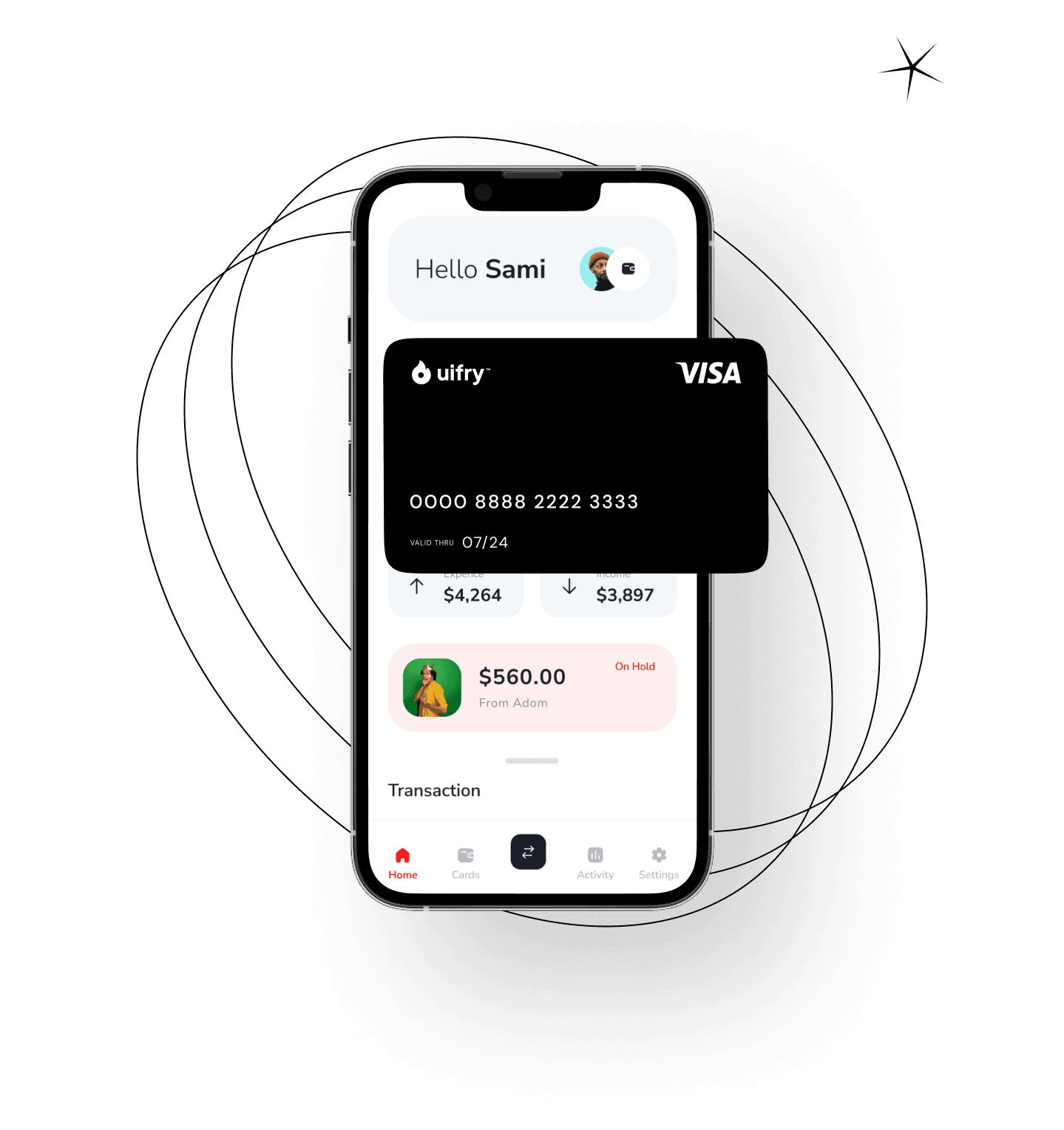 Customizable Uifry Visa card screen